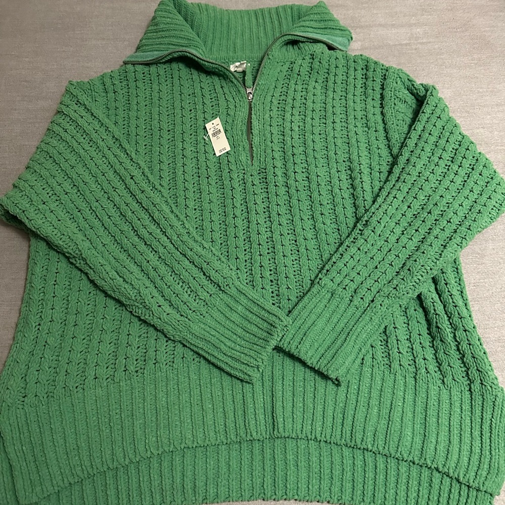 Aerie Vibrant Green Cowl Neck Sweater